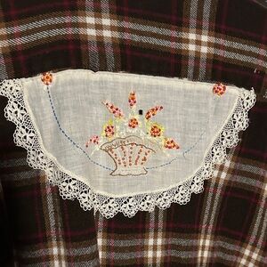 Plaid Shirt with Embroidered Lace Detail